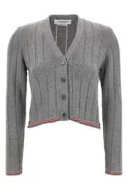 Thom Browne RWB Jacquard Knitted Cardigan IT40,IT44,IT42,IT38 light gray