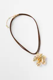 [Rubi] Rubi - Cord Pendant Necklace - Up gold flower brown OS UP GOLD FLOWER BROWN