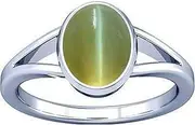 [Divya Shakti] 3.25-3.50 Carat Cat's Eye Lehsuniya Gemstone Silver Ring for Men and Women