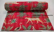 Indien Queen Animal Print Blanket Red Summer Cotton Home D?cor Kantha Quilt