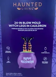 Haunted Living 24” Blow Mold Witch’s Legs In Cauldron LED Happy Halloween NEW!