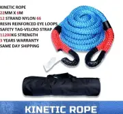Kinetic Rope 22mm x 6m 24691lbs 11.2T BLUE Recovery Dyneema Tow Winch Snatch