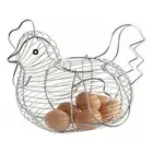 CHICKEN EGG HOLDER WIRE HEN SHAPED KITCHEN EGGS STORAGE BASKET DISPLAY RACK