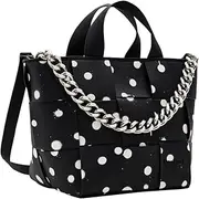 [Desigual] Polka Dot Woven Tote Bag Women Black Handbags