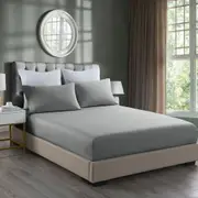 3pc Royal Comfort Combo Fitted Sheet Set Bamboo Cooling 2000TC Mid Grey