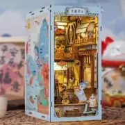 Azure Phoenix Lodge DIY Wooden Book Nook Bookshelf Insert Miniature Dollhouse