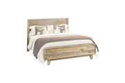 Double Size Wooden Bed Frame in Solid Wood Antique Design Light Brown