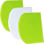 SURDOCA Dough Scraper Bench Scraper - 3P 4.7x3.7 Plastic Flexible Bowl Scraper, Sharp Edge & Angles Cake Scraper. Non-Slip Bakeware Decorating Tools Sculpting & Modeling Tools - Green+White+Green