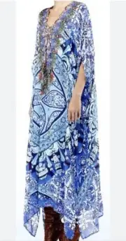 Camilla Vintage MYCENAEAN ILIAD Long LaceUp Silk Kaftan Swarovski Crystals NWT
