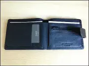 MILLENI MENS LEATHER BIFORD WALLET BLACK 6 Slots 1 window 1 PURSE 541