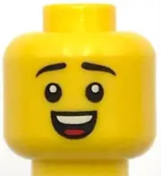 Lego New Minifigure Head Dual Sided Black Eyebrows Smile with Teeth and Tongue