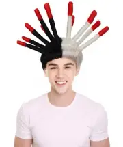Adult Men's Rapper Spiky Dreadlocks & Red Tips Wig | Perfect For Halloween