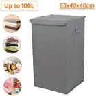 Large Laundry Baskets,Collapsible Laundry Hamper Grey Washing Basket & Lid 100L
