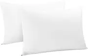 uxcell Zippered Standard Pillow Cases Pillowcases Covers, Egyptian Cotton 300 Thread Count, 20 x 26 Inch, Snow White, Set of 2