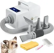 Mxmoonant 2800W Stepless Speed Pet Hair Dryer LCD Control Hot and Cold Adjustable High Velocity Pet Hair Blower with A Large Brush