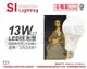 【旭光】LED 13W 6500K 白光 E27 全電壓 球泡燈 (6.4折)