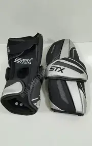 STX Shadow Lacrosse Arm Guards Pads Large Black Silver Protective Gear Sports