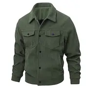 Men's Shirt Jacket Corduroy Jacket Casual Daily Breathable Pocket Spring Fall Plain Classic Lapel Regular Black White Dark Green Brown Jacket