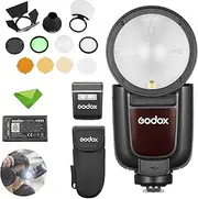 Godox V1 V1Pro F Flash for Fuji with Godox AK-R1, Camera TTL Speedlight, 1/8000 HSS 500 Full Power Flashes, 1.3s Recycle Time, 2.4G Wireless with External Flash SU-1 for Fujifilm Cameras