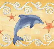 TEXTURED DOLPHIN & STARFISH WALLPAPER BORDER - B0583