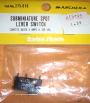 ARCHER # 275-016 SUBMINIATURE SPOT LEVER SWITCH MIP