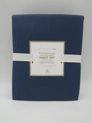 Pottery Barn Teen Performance Microfiber Sheet Set Twin/XL Faded Navy Blue 7392C
