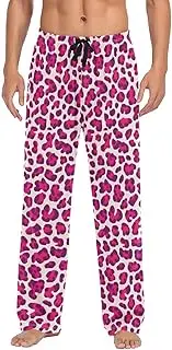 [WOIWB] Men’s Pajama Pants Red Pattern Leopard Lounge Pants with Pockets Drawstring Elastic Band S