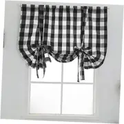 Black and White Buffalo Check Tie Up Curtains Farmhouse Thermal Insulated