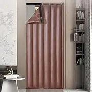 Thermal Door Curtain PU Leather Insulated Door Cover, Door Insulation Soundproof Blanket, Temporary Door Insulation Cover Windproof, Insulated Door Curtain for Garage/Patio/Sliding Glass(Brown,59*87in