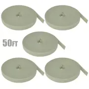 5 Pcs 50FT Roll Reusable Hook Loop Self Attaching Cable Tie Fastening Tape Gray
