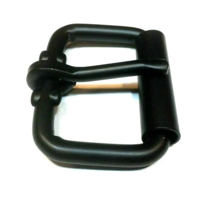 32 - 38mm BLACK SILVER Roller Pin Buckle Leather Belt Strap Snap On Replacement