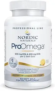 Nordic Naturals ProOmega - Fish Oil, 650 mg EPA, 450 mg DHA, High-Intensity Support for Cardiovascular, Neurological, Eye, Joint, and Immune Health*, Lemon Flavored, 60 Soft Gels