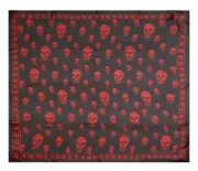 Alexander McQueen 100% Silk Skull Scarf Foulard 104 x 120cm Black / Red - Italy