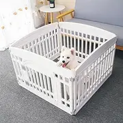 Pet Playpen for Dogs Heavy Plastic Puppy Exercise Pen Small Pets Fence Puppies Folding Cage 4 Panels for Puppies and Small Dogs House White (33.5x33.5 Inches)