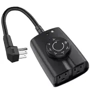 Outdoor Timer Outlet Waterproof, Outdoor Light Timer with Photocell Dusk to D...