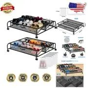 Durable Under Bed Shoe Storage with 360° Rolling Wheels - 2 Pack Design
