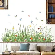 Green Grass Flowers Wall Corner Decals