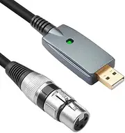 Disino USB Microphone Cable,XLR Female to USB Mic Link converter Cable for Microphones or Recording Karaoke Sing,6 feet (USB to XLR)