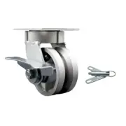 4 Inch KP V-Groove Semi Steel Swivel Caster w/Ball Bearing & Brake/Swivel Lock