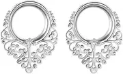 [Dsnyu] Ear Stretching Kit Stainless Steel, Ear Gauges Body Piercing Tunnels Vintage Leaves 2Pcs for Women Men