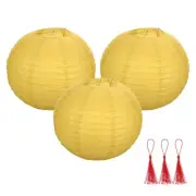 3 Pcs Yellow Round Paper Lanterns 16 Inch Paper Lantern Party Decorations