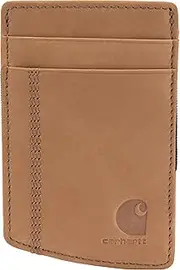 [CARHARTT] Men's Front Pocket, Durable Canvas Wallet with & Without Money Clip, Saddle Leather