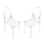 2 Piece 1/6 Plastic Dining Chair Furniture For Doll Clear Ghost Chair