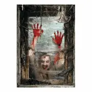 Fun Express - Zombie Window Backdrop Banner (2pc) for Halloween Wall Decor~SCARY