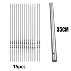 15Pcs/set Flat Barbecue Skewer Stainless Steel Kebab Iron Stick Outdoor