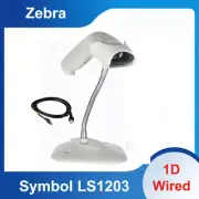 Zebra LS1203 Wired Handheld 1D Laser USB Barcode Scanner with Stand and Cable