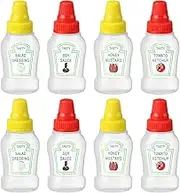HAIKING Mini Condiment Squeeze Bottles, 8 PCS Plastic Portable Seasoning Dispenser for Lunch Box, Picnic, BBQ (4 Styles)