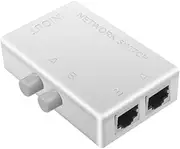 White Plastic RJ45 Network Switch 2 Port LAN Ethernet Network Box Switcher RJ45 Splitter Dual 2 Way Port Manual Sharing Switch Adapter