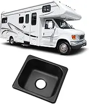 Undermount RV Sink, 142x156mm R30 Installation, 40mm Drain Port, 304 Stainless Steel Black Electroplated Drop in Bar Sink for Boat RV, 175 * 160 * 70mm