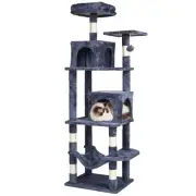 Cat Tree 63" Cat Tower with 2 Cat Condos Sisal Scratching Post Light Grey